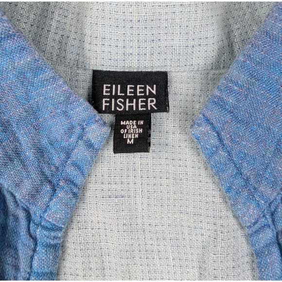 Eileen Fisher Cardigan Womens Medium Blue Irish Linen Open Front Lightweight - Picture 6 of 8